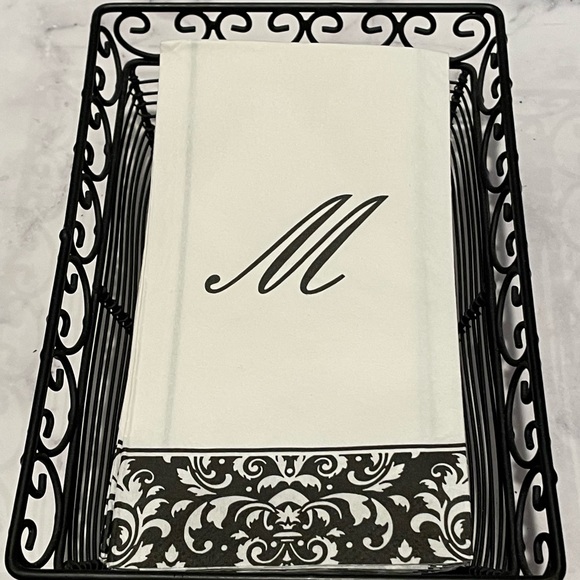“M” Hand Towels + Scroll Basket - Picture 3 of 6